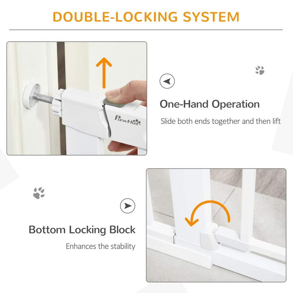 image 1 of PawHut 75-103 cm Pet Safety Gate Pressure Fit Stair w/ Small Door Double Locking