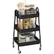 image 1 of HOMCOM 3-Tier Rolling Utility Cart Kitchen Storage Trolley on Wheels Black