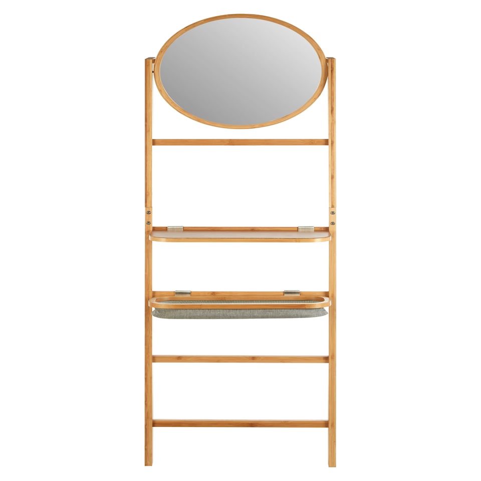 image 1 of Interiors By Premier Versatile 5 Tier Towel Rack With Mirror, Integrated Mirror Towel Rack For Washroom, Foldable Toiletries Trays