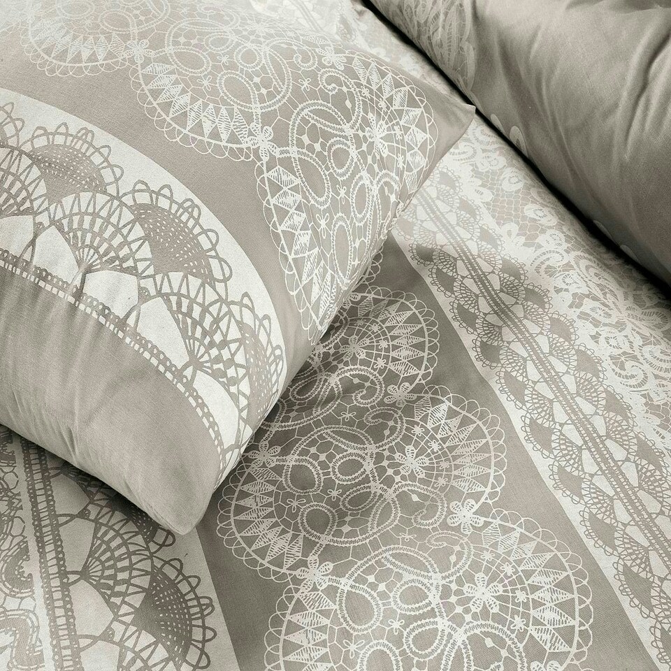 image 1 of Aaliyah Lace Effect Duvet Cover Set - Single - Silver