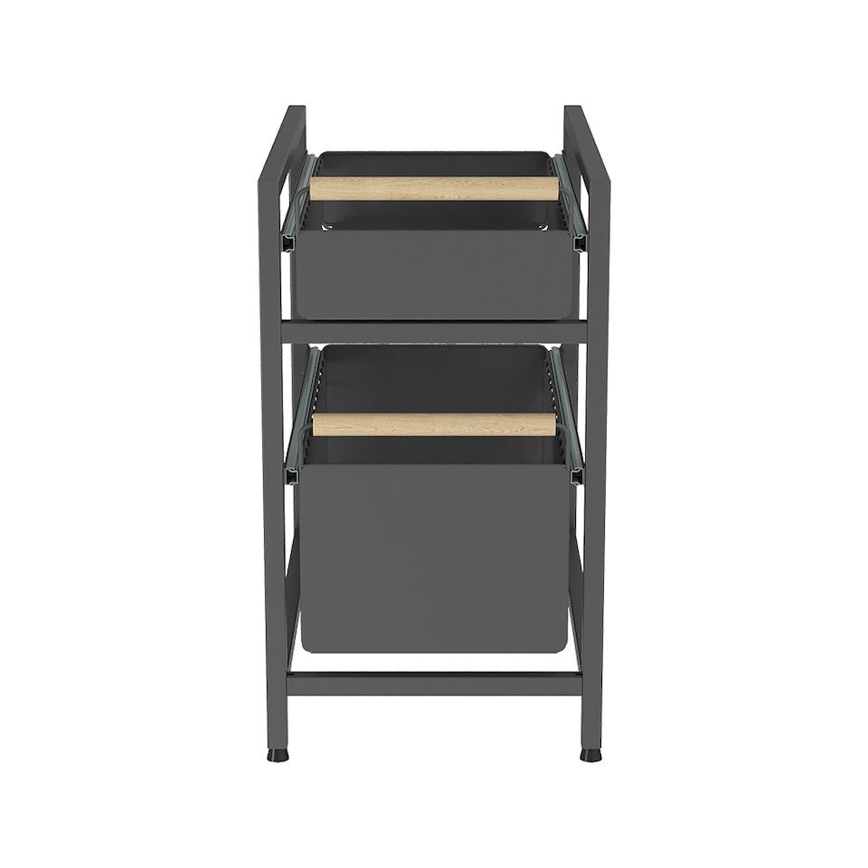 image 1 of Living and Homr Kitchen Pull-Out Storage Organiser for Cabinet, Black, Double Layer-M | Black