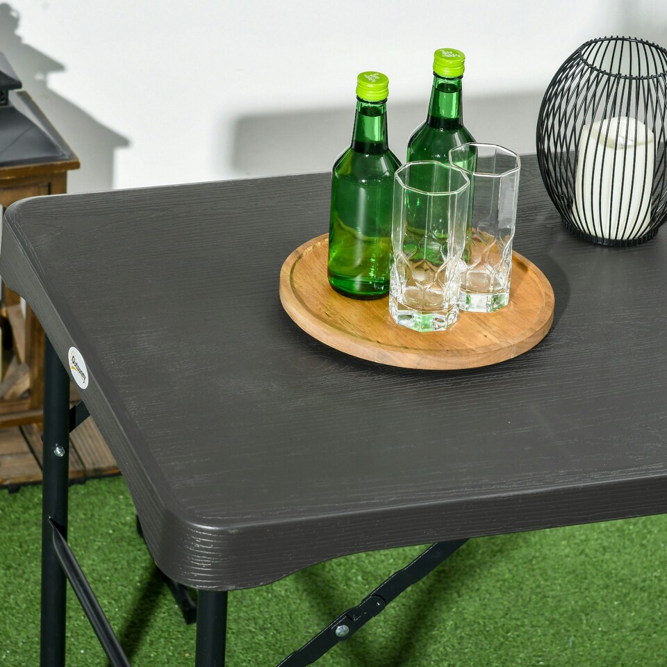 image 1 of Outsunny HDPE Picnic Table Set w/ Dining Table & 2 Benches for 6, Dark Grey 