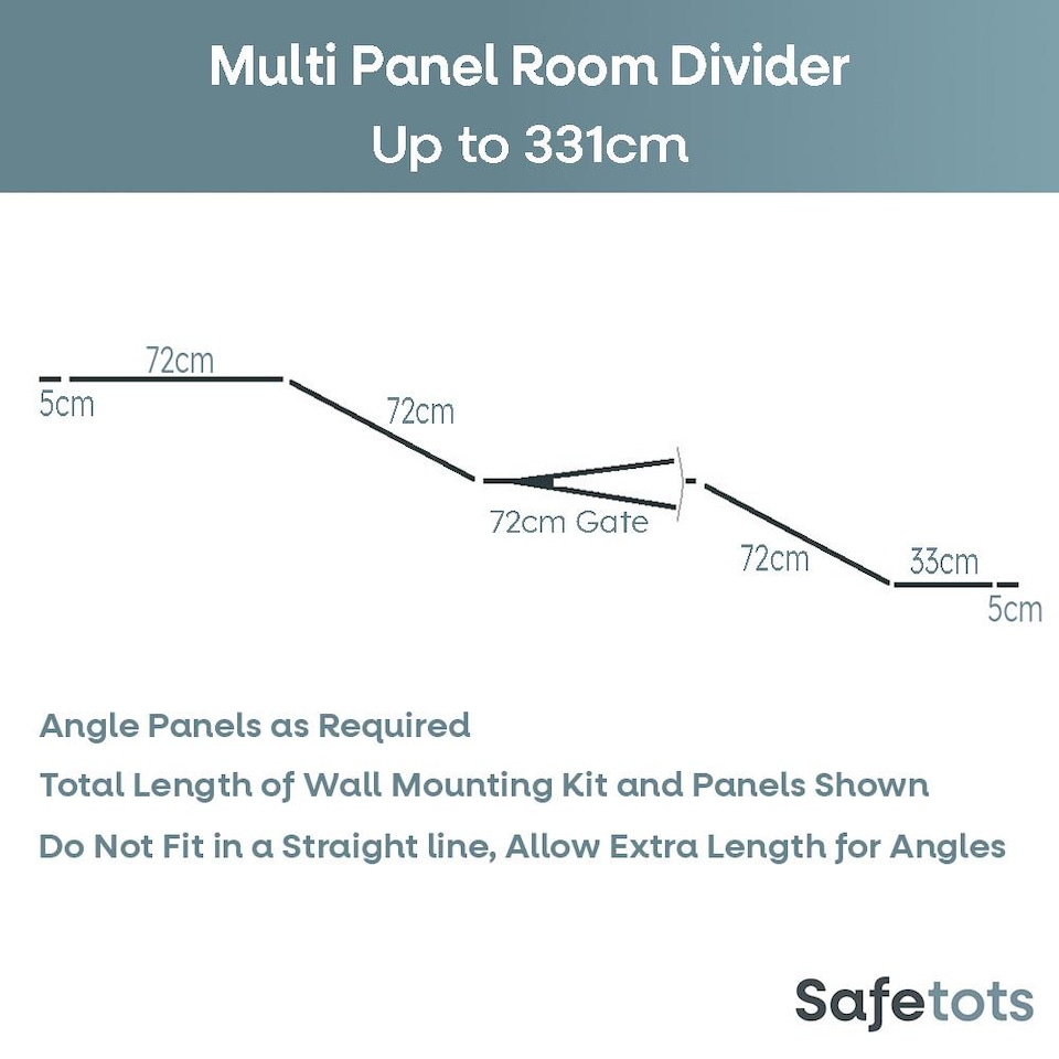 image 1 of Safetots Premium Multi Panel Room Divider, up to 331cm Wide, Grey, 70cm Tall, Flexible Barrier with Door for Baby and Toddler | Grey