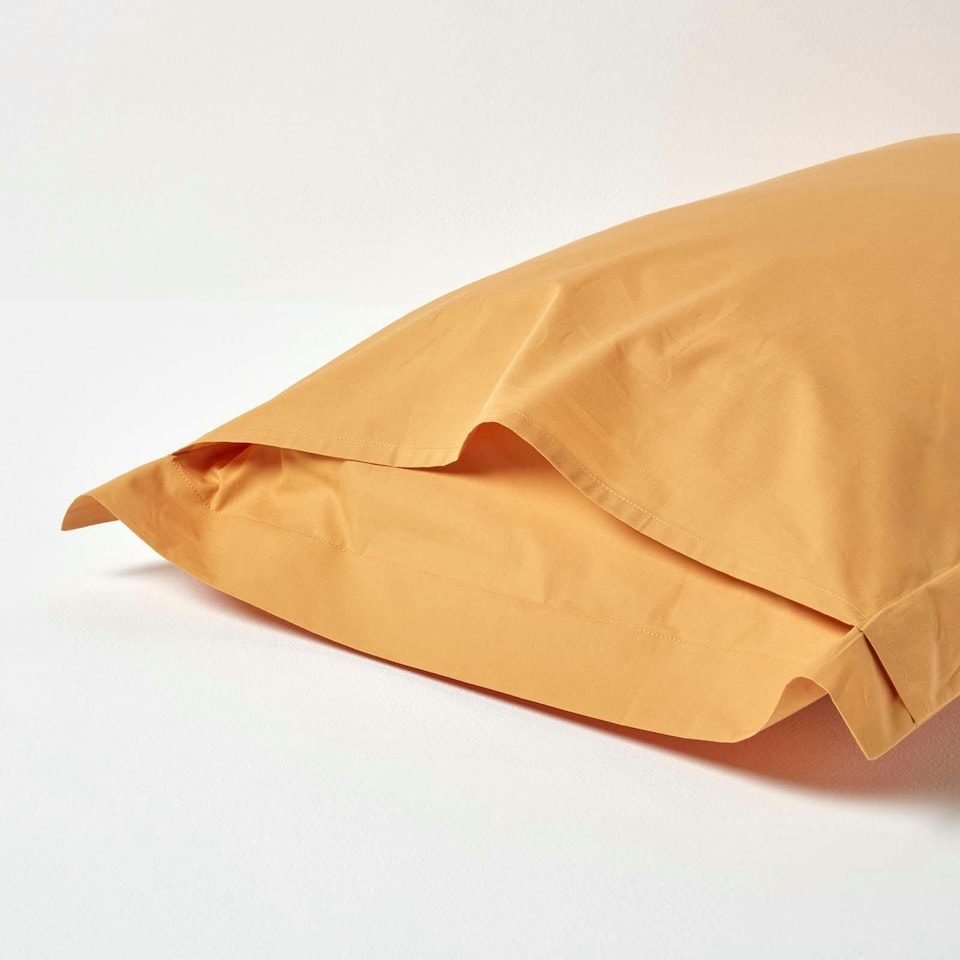 image 1 of Homescapes Mustard Yellow Egyptian Cotton Oxford Pillowcase 200 TC - Standard Size | Yellow | Standard