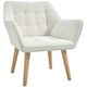 image 1 of HOMCOM Velvet-Feel Accent Chair with Arms Slanted Back Wood Legs Cream