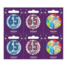 Kaleidoscope Small 65th Birthday Badge Set - Multicoloured - One Size