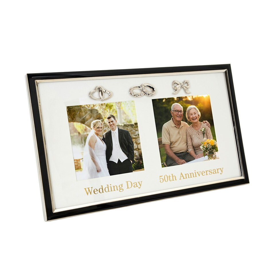 image 1 of 50th Anniversary & Wedding Frame with Silver & Black Icons Silver | One Size