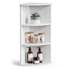 VonHaus Holbrook White Bathroom 3 Tier Corner Shelf