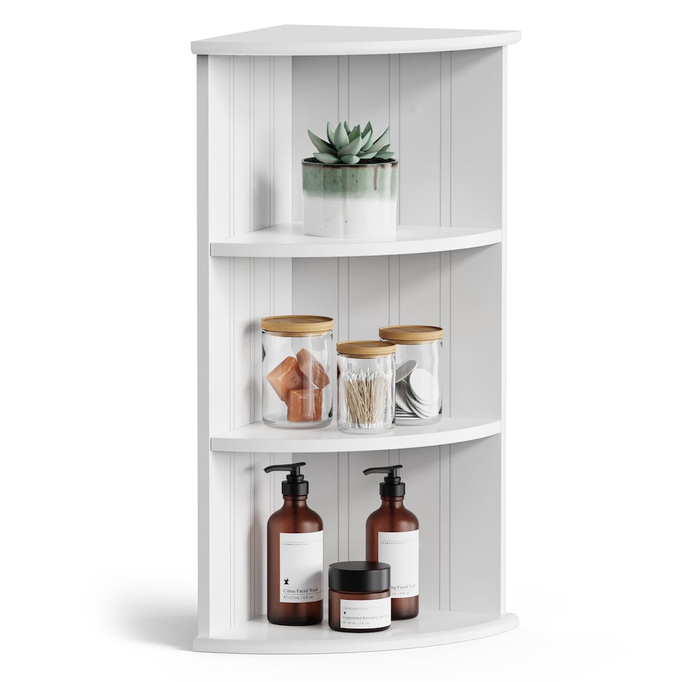 image 1 of VonHaus Holbrook White Bathroom 3 Tier Corner Shelf