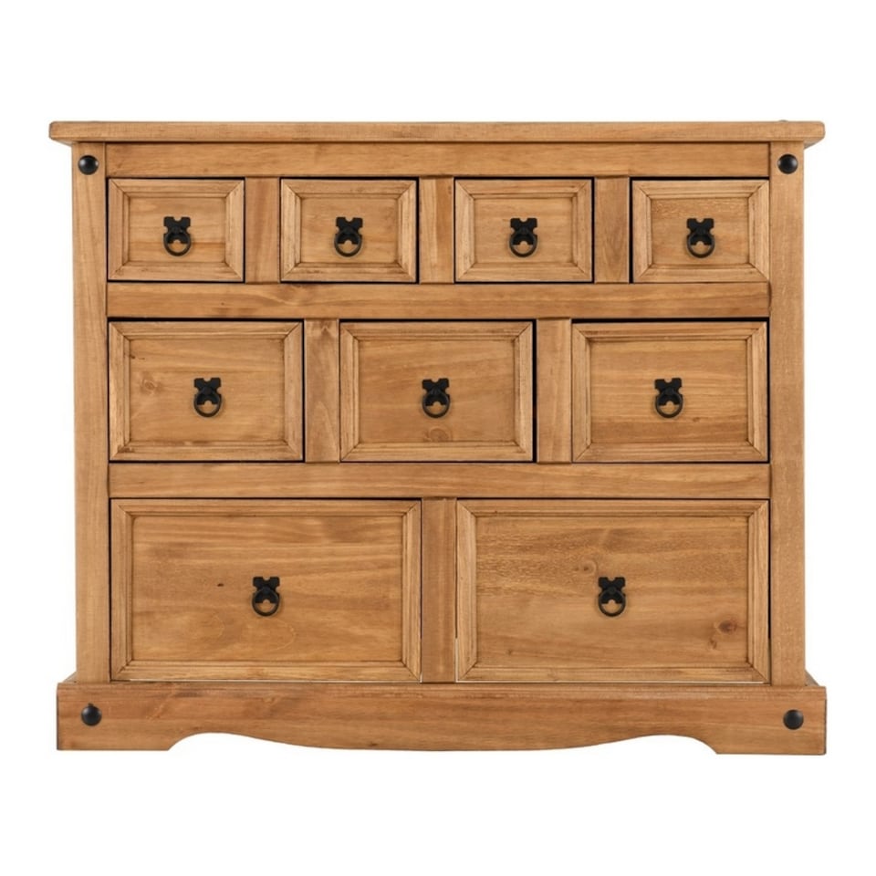 image 1 of Corona 4+3+2 Drawer Merchant Chest - L45.5 x W101 x H82.5 cm - Distressed Waxed Pine