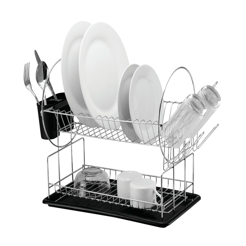 image 1 of DDCAT201PPBK-Casa - Catania 201 Dish Drainer 2 Tier Black | Silver