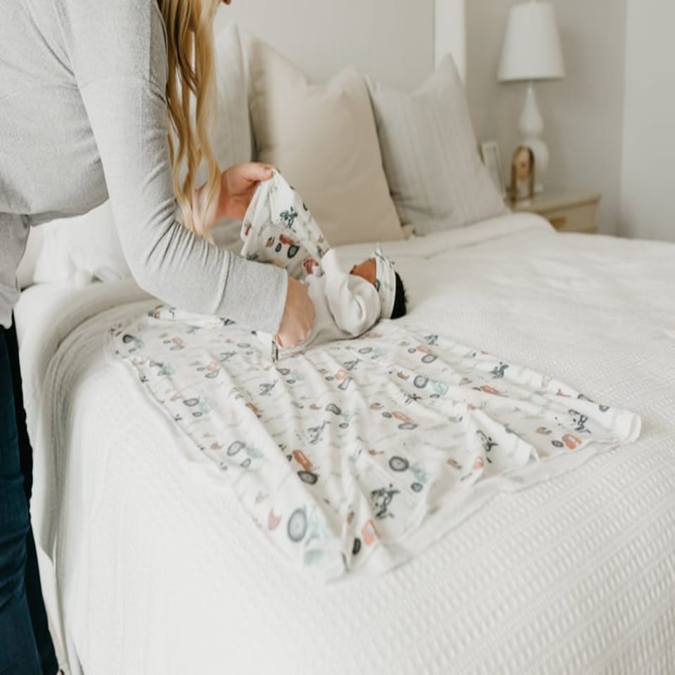 image 1 of Copper Pearl Knitted Swaddle Blanket Jo