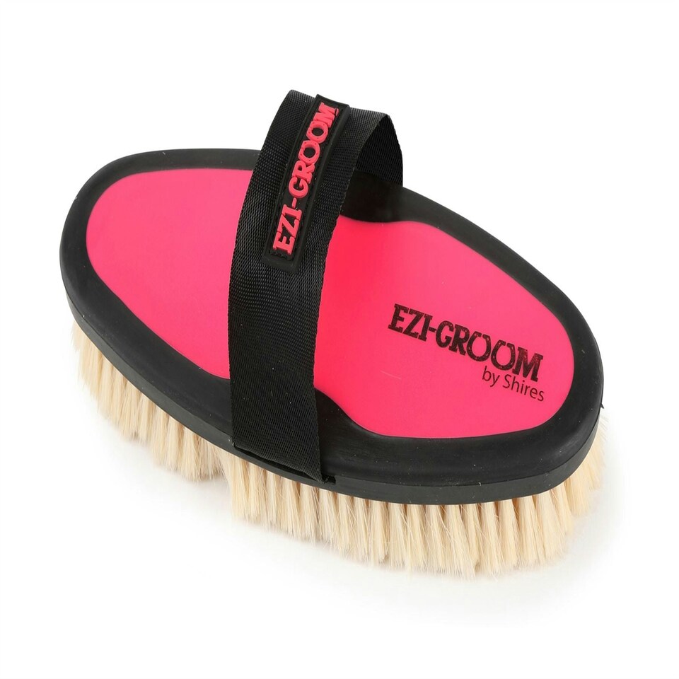 image 1 of Shires Ezi-Groom Body Brush With Goat Hair Pink | Colour: Baby Pink
Size: Large