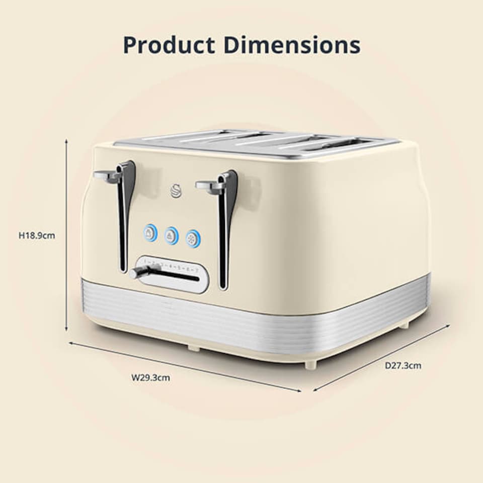 image 1 of Swan Retro Revive Cream 4 Slice Toaster
