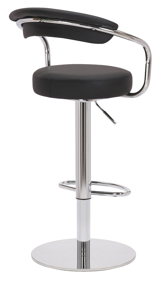 image 1 of Zenith Deluxe Single Kitchen Bar Stool, Chrome Footrest, Height Adjustable Swivel Gas Lift, Faux Leather Seat & Backrest, Black