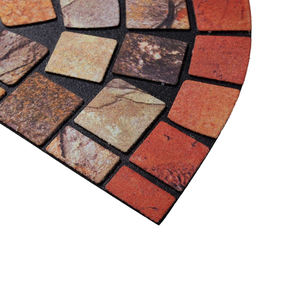 image 1 of Nicoman Rubber Elegant Red Tile Halfmoon Doormat - 75x44cm