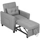 image 1 of HOMCOM Pull Out Chair Bed, Sleeper Chair with Pillow Light Grey