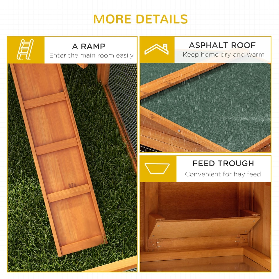 image 1 of PawHut Rabbit Hutch, Bunny Cage with Run & Sliding Tray, Hay Rack, Orange