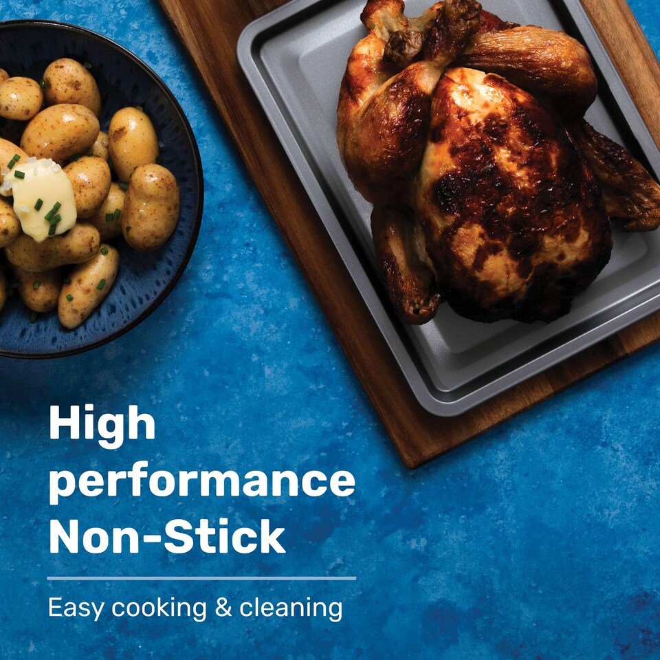 image 1 of BetterWare Air Fryer Accessories Set of 2 x 23cm Rectangular Trays Silver/Pewter