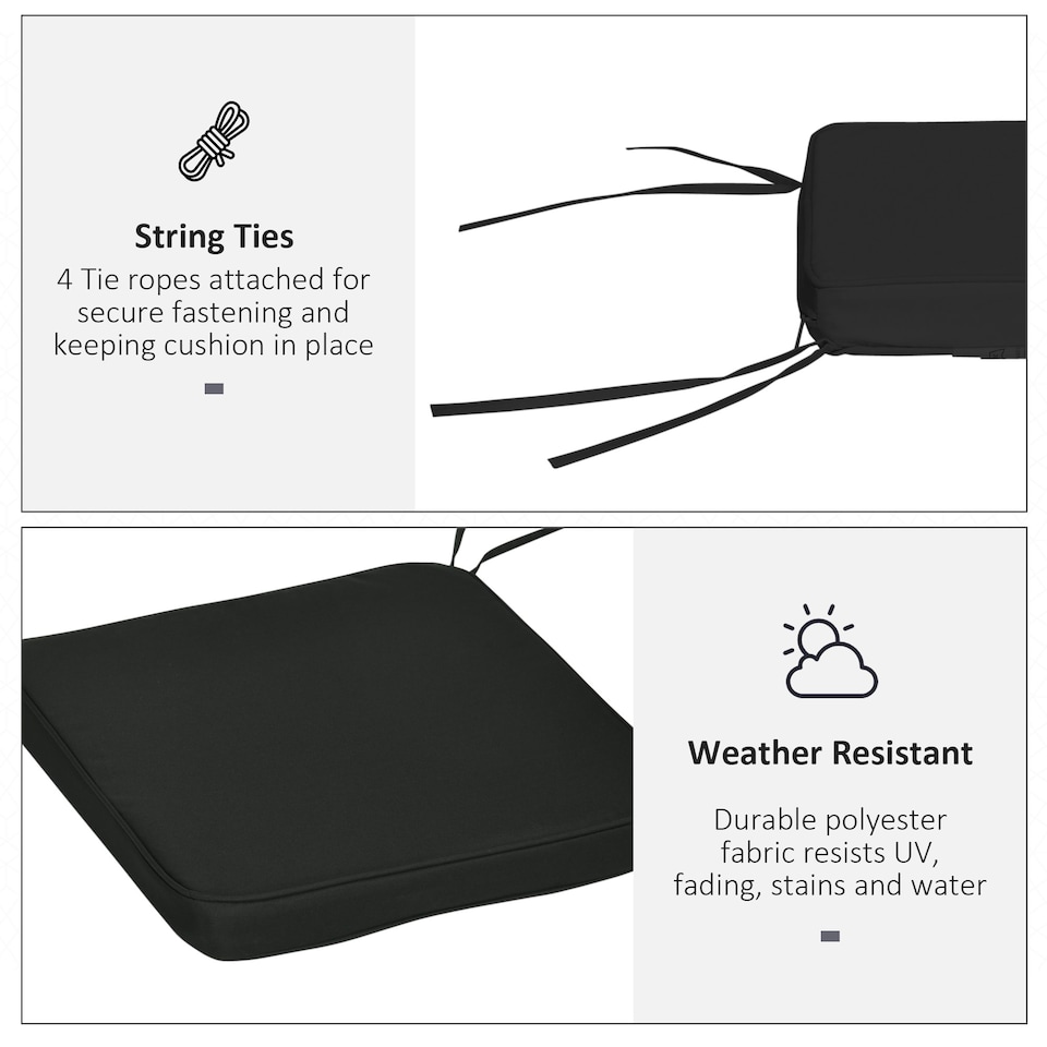 image 1 of Outsunny Set of 6 Chair Cushion Seat Pads Dining Chair w/ Straps 