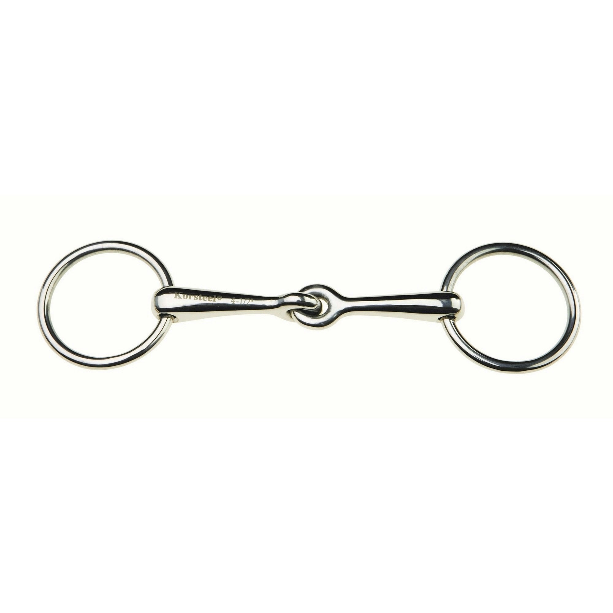 Korsteel Stainless Steel Weymouth Loose Ring Bradoon Snaffle Bit - Silver - 4.5in