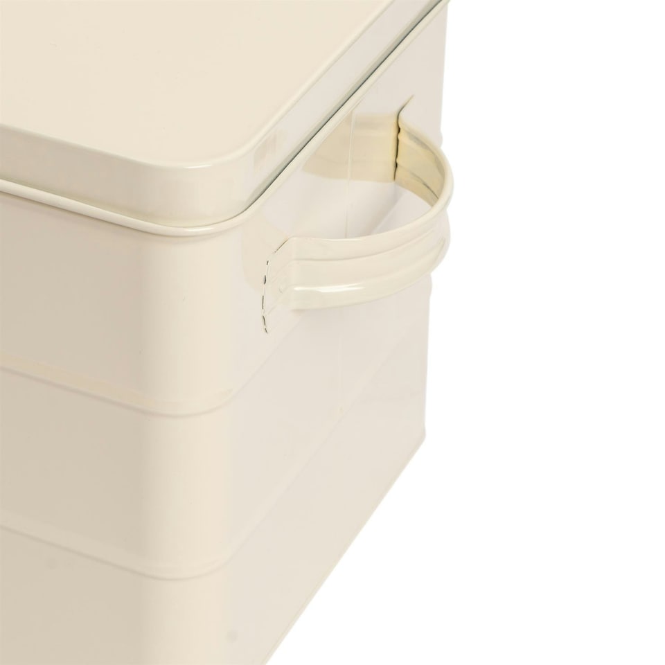 image 1 of Harbour Housewares Cream Vintage Metal Kitchen Bread Bin Kitchen Caddy Kitchen Storage Containers Canister