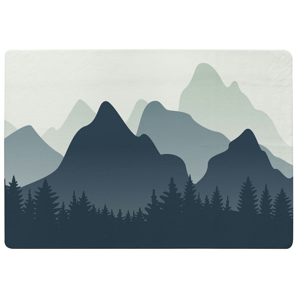 image 1 of Mountain landscape illustration (Rug) Grey | L