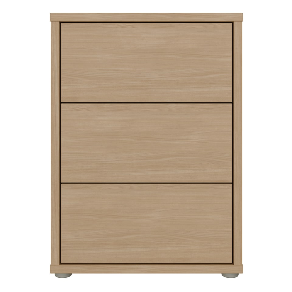 image 1 of Alice Springs Bedside Cabinet with 3 Drawers Push-to-Open in Elegancia Oak