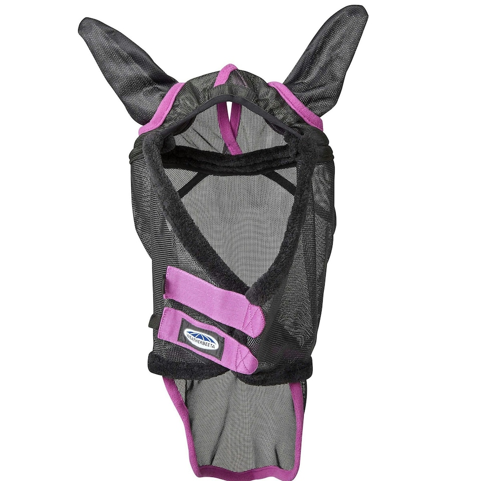 image 1 of Weatherbeeta Comfitec Deluxe Mesh Durable Horse Fly Mask With Ears & Nose - Black/Purple - Pony