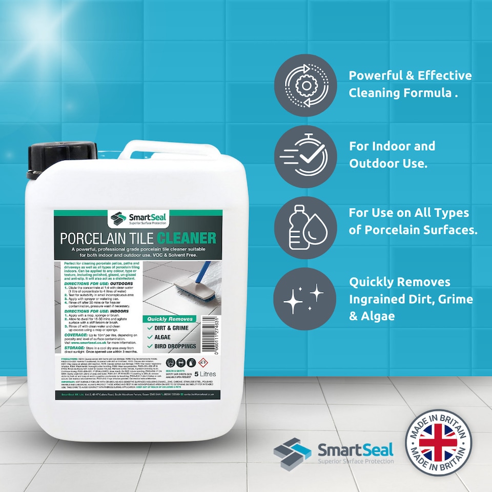 image 1 of Smartseal Porcelain Tile Cleaner, Ultimate Porcelain Cleaner, for Patios, Drives and Indoor Porcelain Tiles, 1L