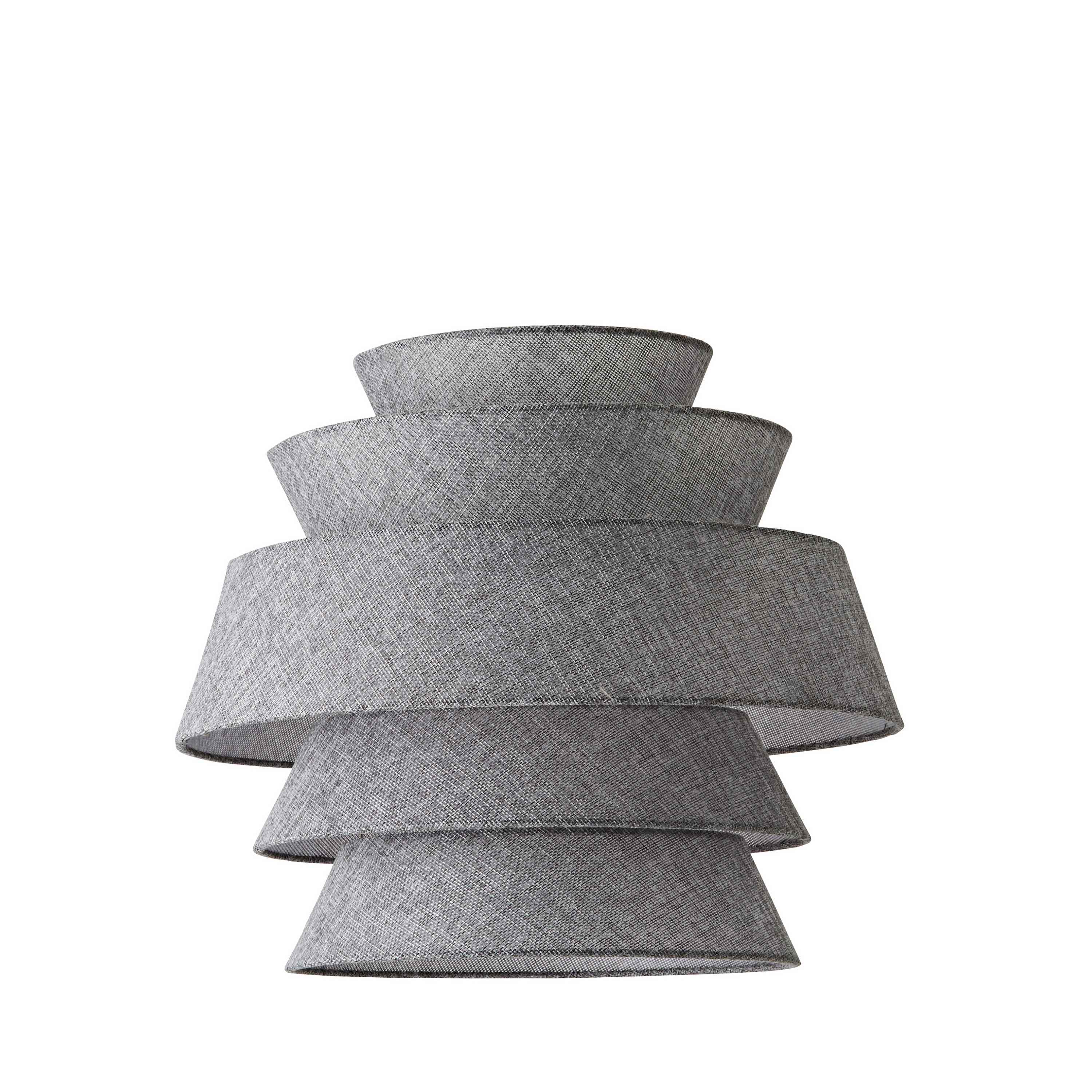 ValueLights Valerie Linen 5 Tier Easy Fit Drum Ceiling Light Lamp Shade with Bulb in Grey