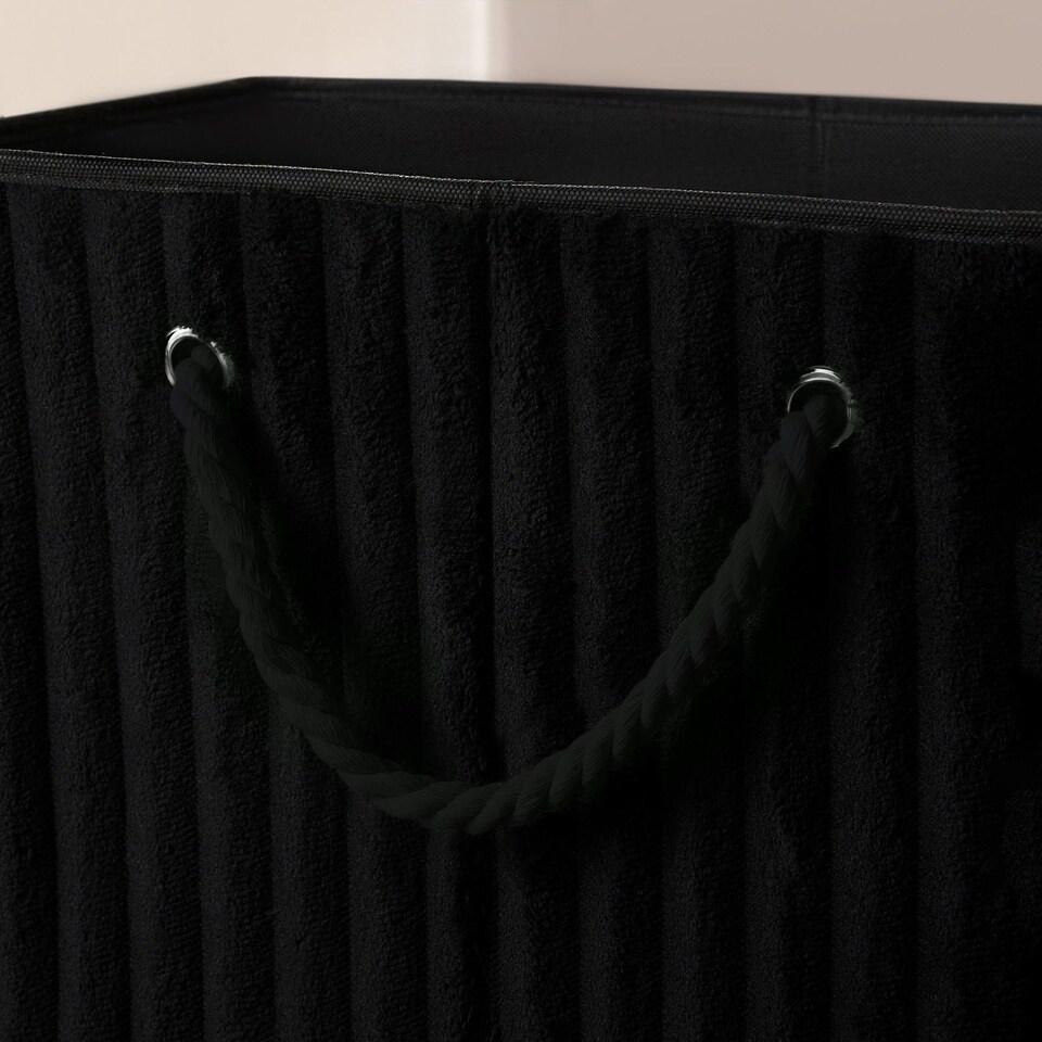 image 1 of OHS Ribbed Faux Fur Folding Laundry Basket Bag with Lid