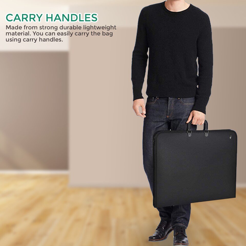 image 1 of A2 Art Work Picture Painting Folder Bag Water Proof Portfolio Design Black