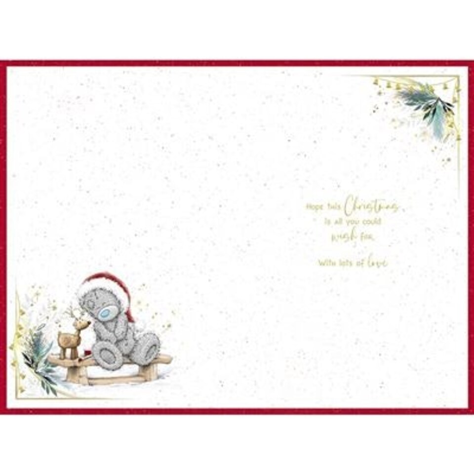 image 1 of Bear Holding Mini Reindeer Brother Christmas Card