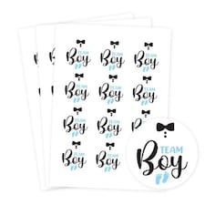 Team Boy Gender Reveal Round Stickers 60mm - Sheet of 12