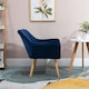 image 6 of HOMCOM Luxe Velvet-Feel Accent Chair w/ Wide Arms Slanted Back Wood Legs Blue