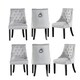 image 1 of Set of 6 Velvet Dining Chairs Ergonomic Scoop Knockerback & Button Tufted Wood Legs Grey | Light Grey