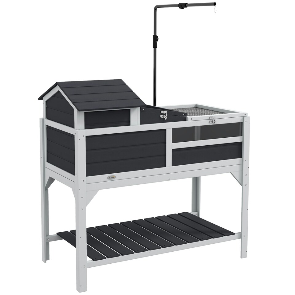 image 1 of PawHut Tortoise House w/ Adjustable Lamp Holder, Openable Lid, Storage Shelf