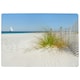 image 1 of Beautiful sand dune fence by sea grass with sailboat on horizon (Rug) Cream | XL