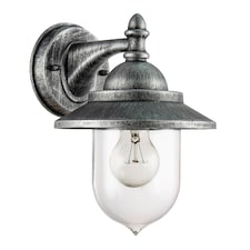 Classic Style Outdoor Wall Lamp Lantern in Brushed Black Silver with Clear Shade | Silver