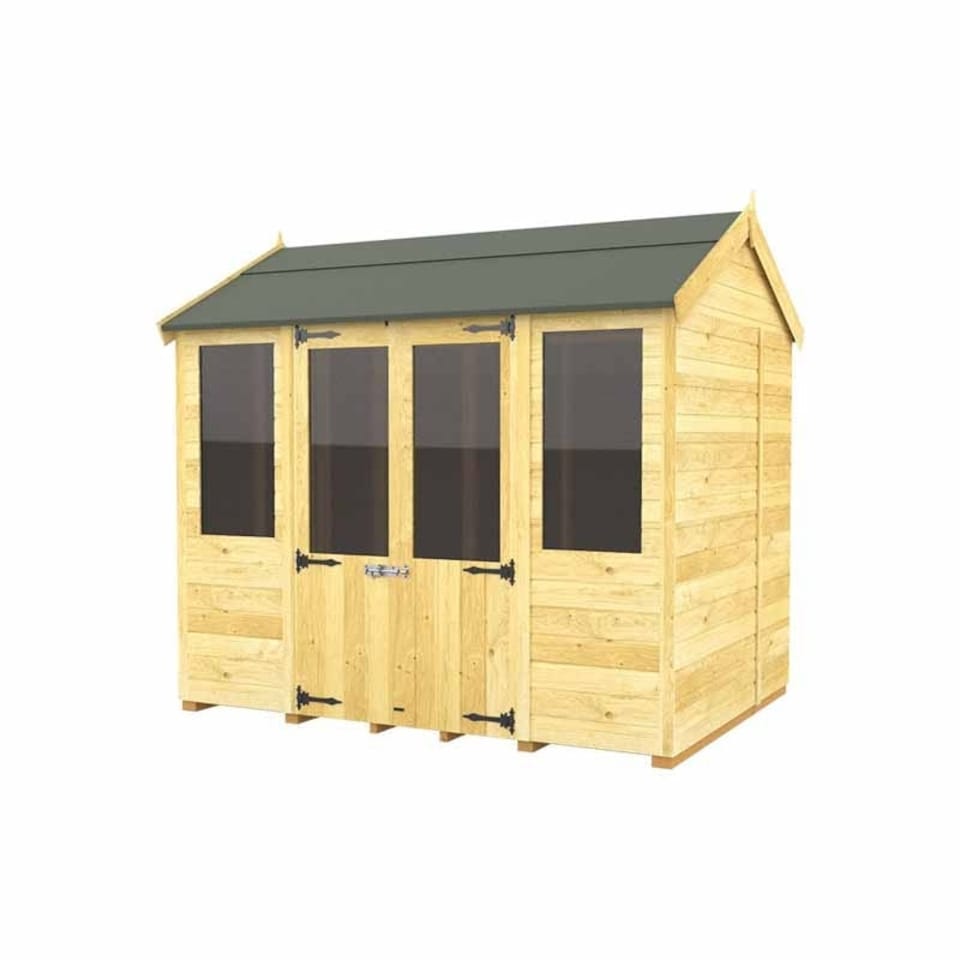 image 1 of 8ft x 8ft Apex Summer House - Wood - L243 x W231 x H217 cm Brown