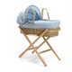image 1 of Clair de Lune Waffle Palm Moses Basket With Folding Stand - Blue