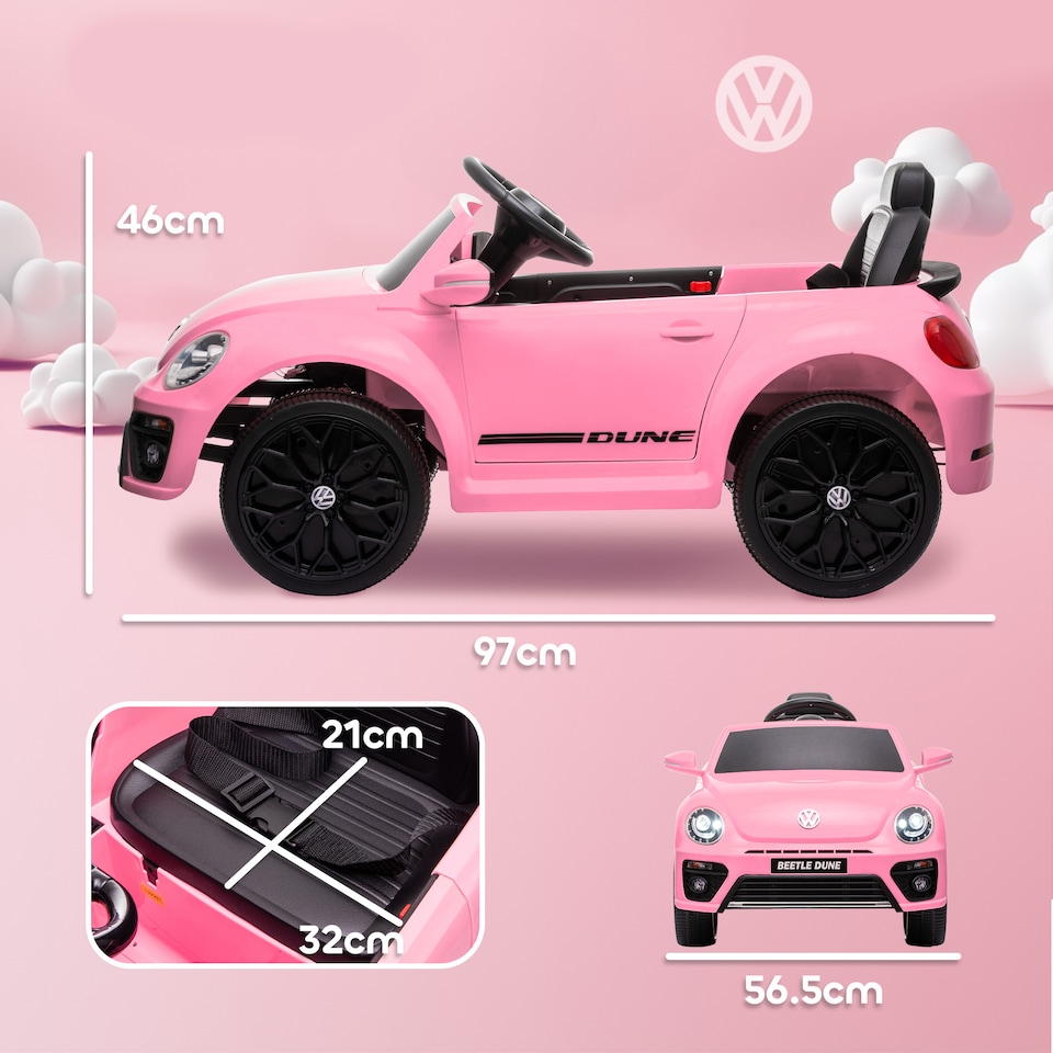 image 1 of AIYAPLAY Volkswagen Beetle Licensed 12V Ride on Car w/ Remote Control, Pink