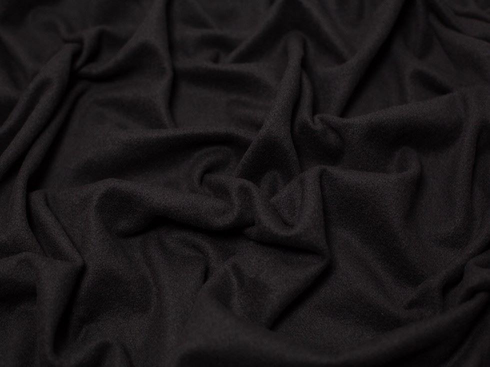 Minerva Core Range Black Luxury Cashmere Wool Coating Fabric for Dressmaking, 150cm / 59" Wide - per metre