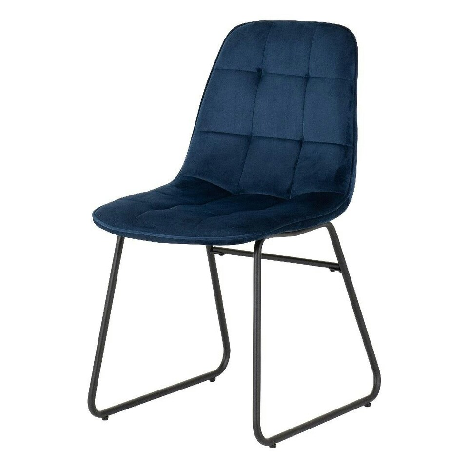 image 1 of Athens Dining Set with 4 Lukas Velvet Chairs Blue | Concrete Effect/Sapphire Blue