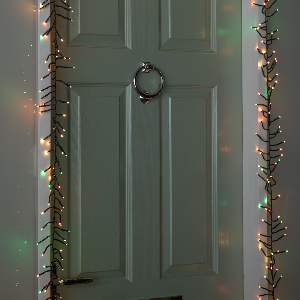 image 1 of 5.5m 426 Cluster LED Autumn Twist Door Garland with Multi-Coloured LEDs on Green Cable
