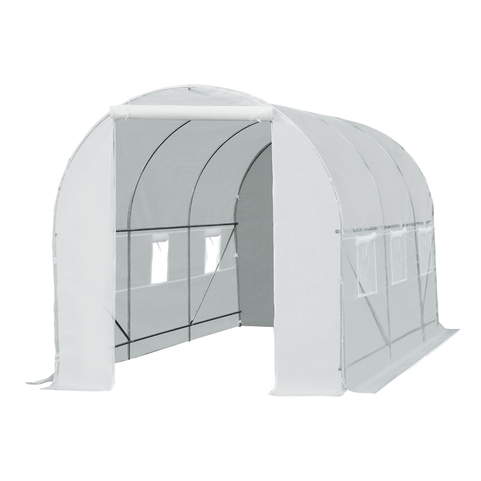 image 1 of Outsunny 4.5 x 2M Walk-in Polytunnel Greenhouse for Garden, Galvanised Steel