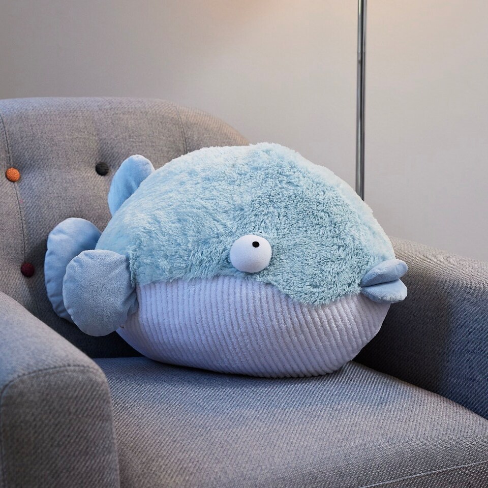 image 1 of Warmies Supersized Cushies Pufferfish
