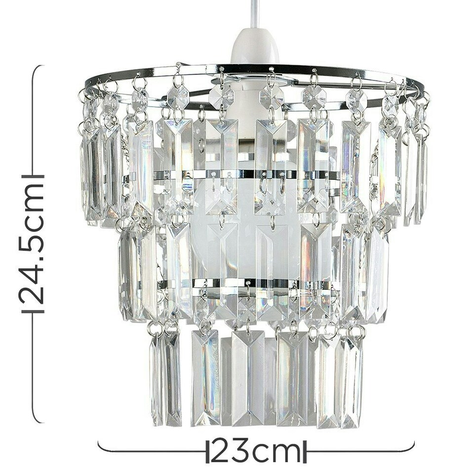 image 1 of ValueLights Kelsks 3 Tier Ceiling Light Shade Acrylic Droplet Chrome