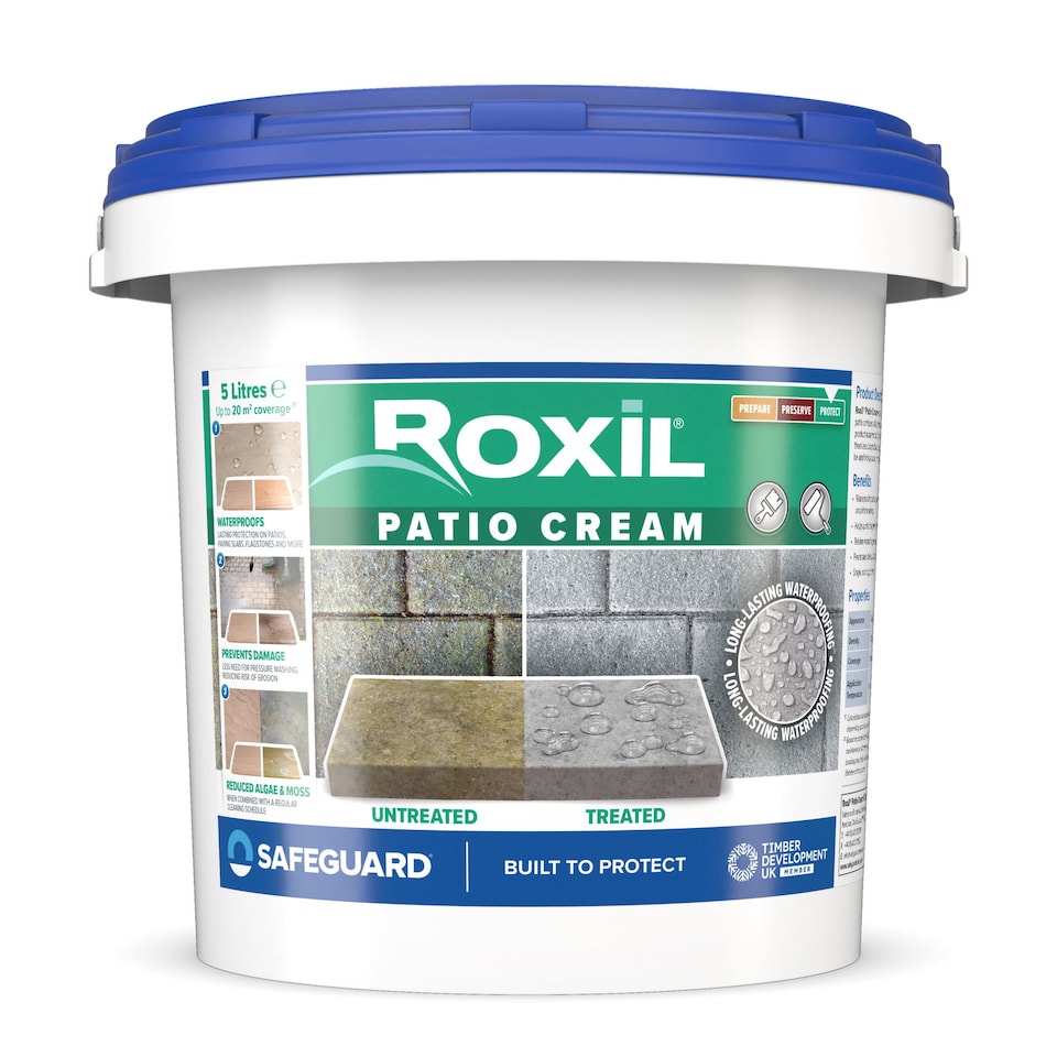 image 1 of Roxil Patio Sealer Cream - 10 Year Weatherproofing Sealant, High-Strength Block Paving and Patio Seal - 5 Litre